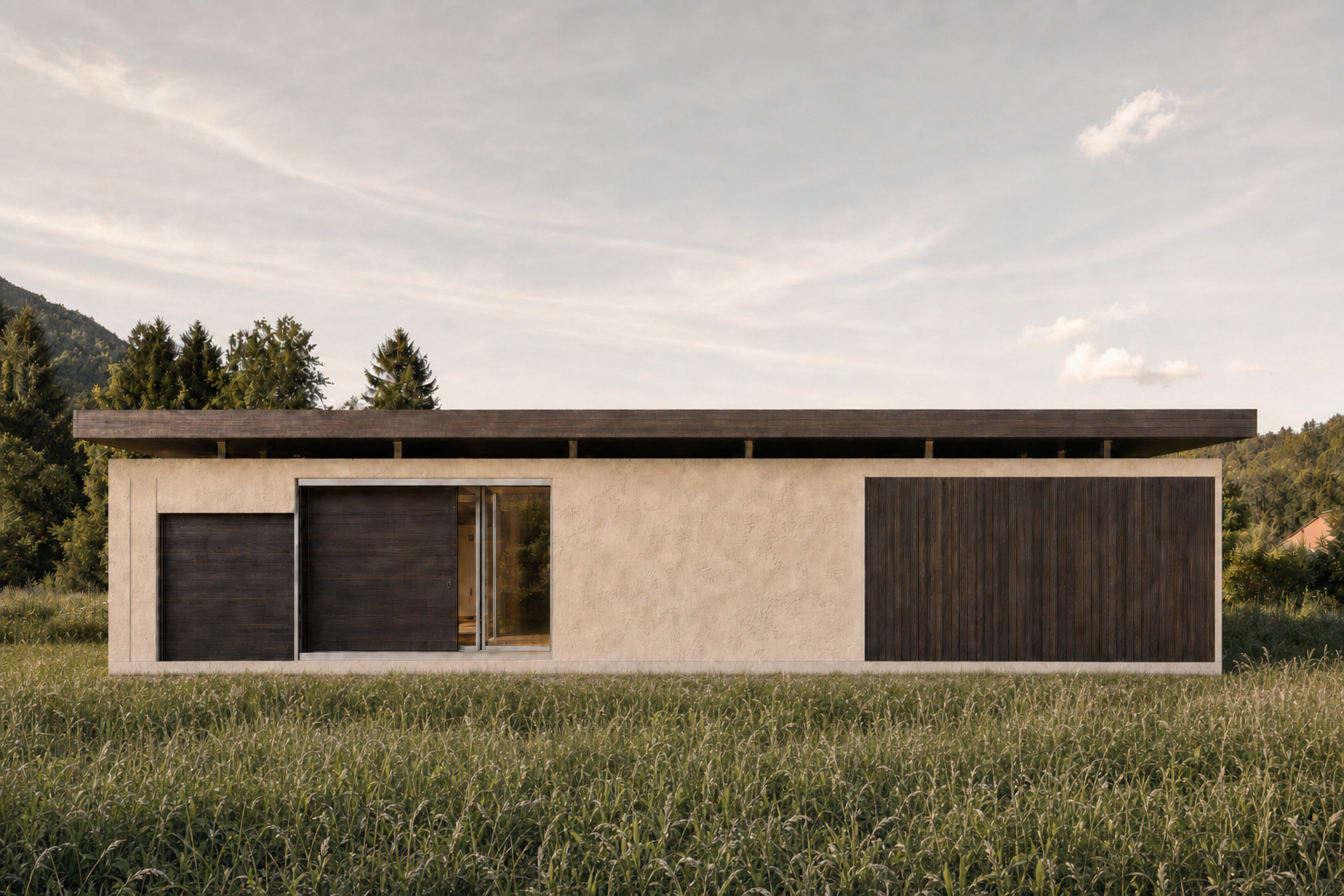 Single-storey courtyard house in timber